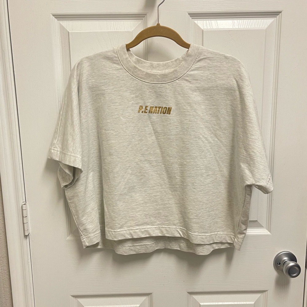 P.E Nation Cream Cropped Boxy Top